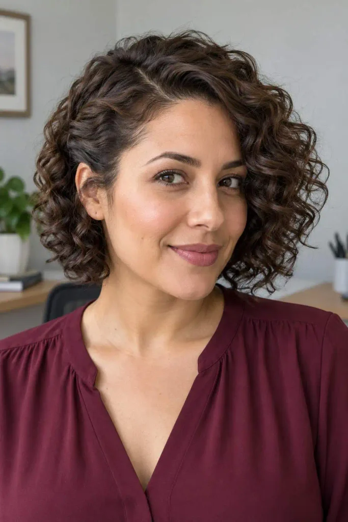 Short curly work side sweep