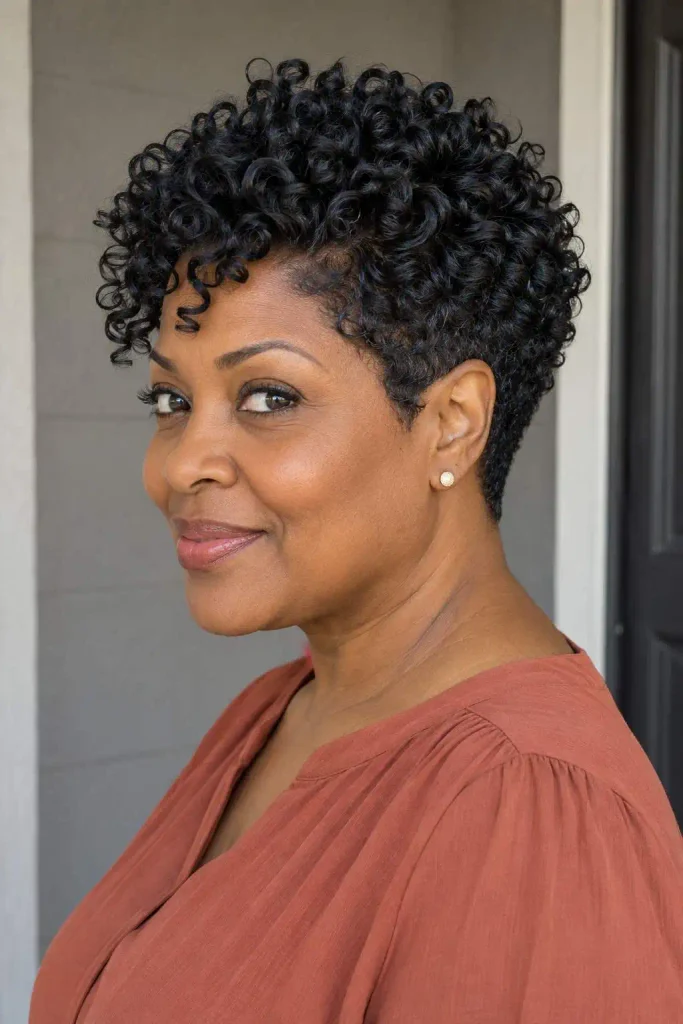 Short tapered crochet pixie curls