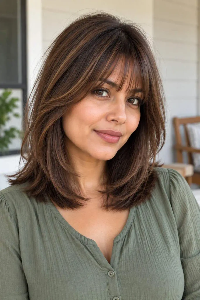 Shoulder-Length Layers With Bangs