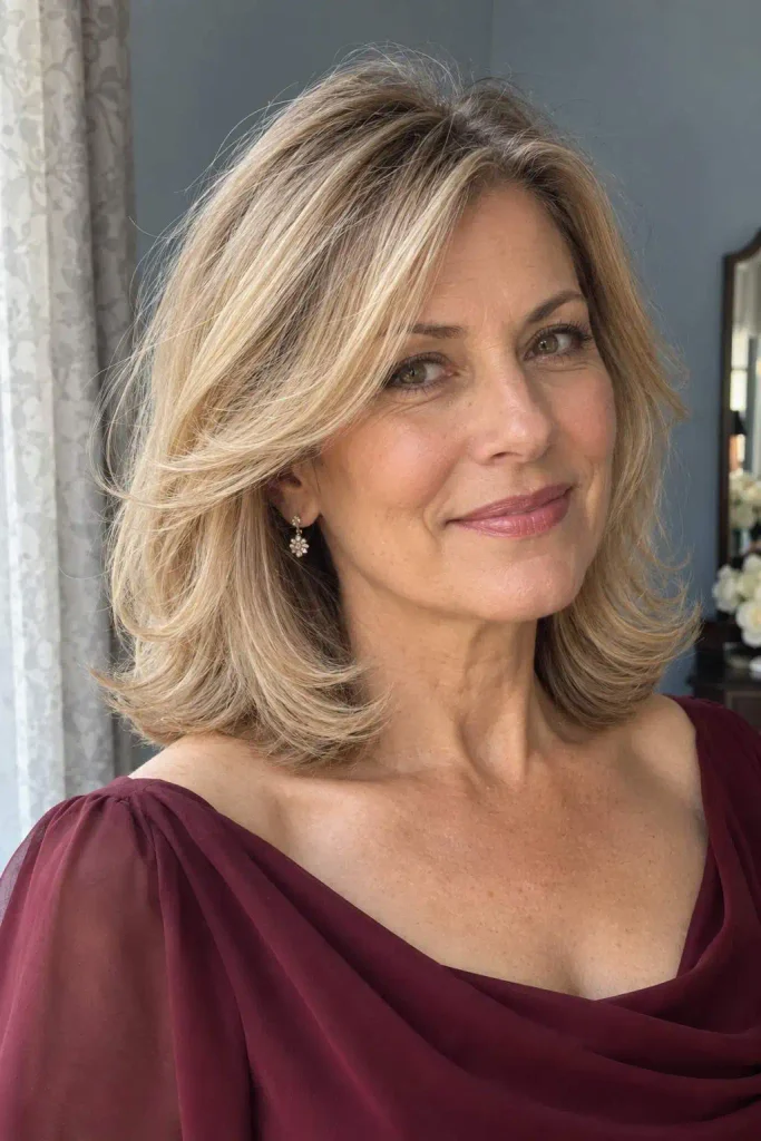 Shoulder Length Layers With Rounded Blowout