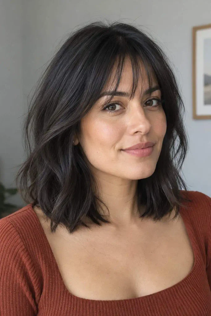 Shoulder-length cut with wispy bangs