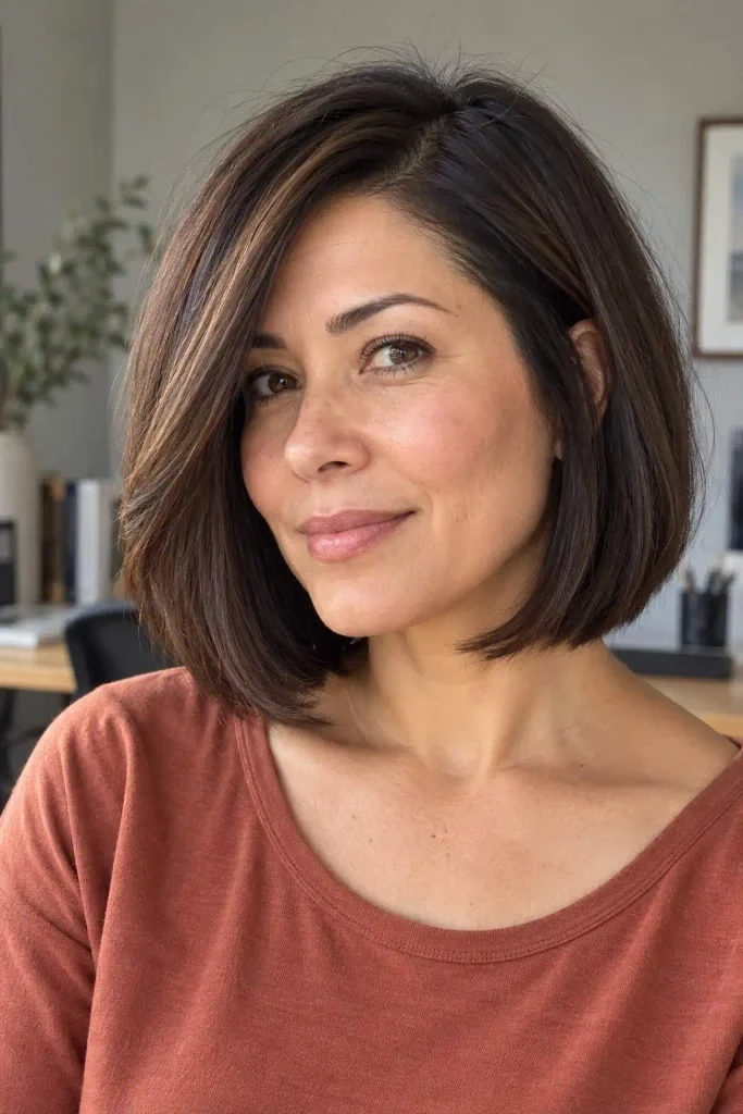 Side-Parted Bob With Rounded Ends