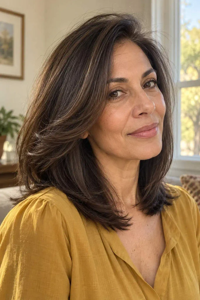 Side-Parted Layers With Cheekbone Volume