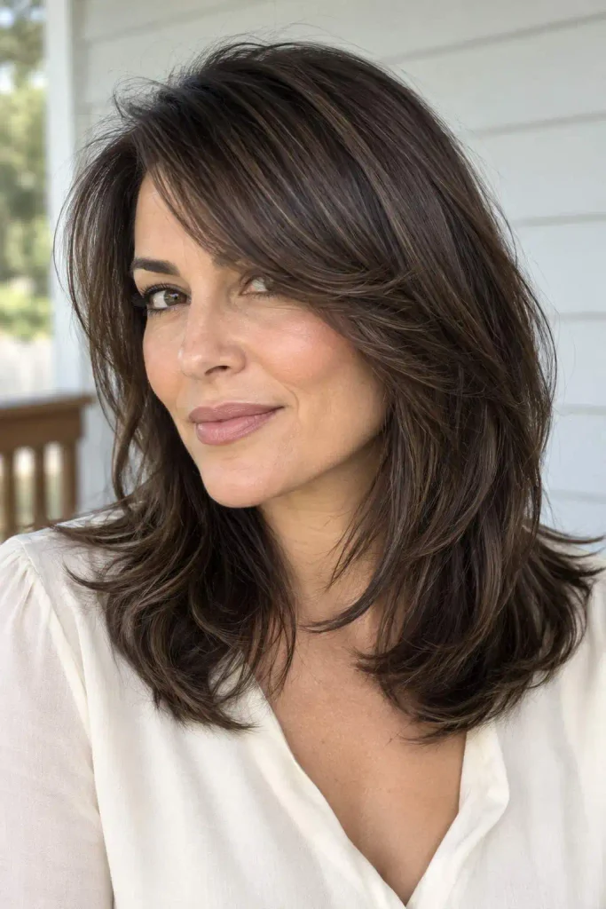 Side-swept bangs with soft layers