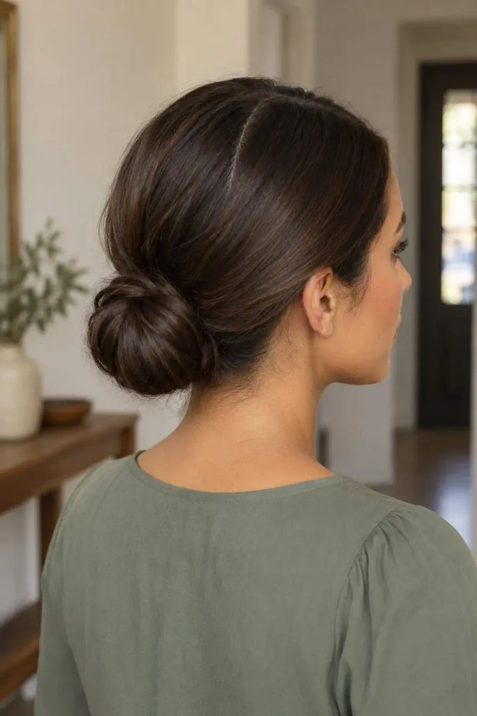 Sleek Low Bun With Middle Part