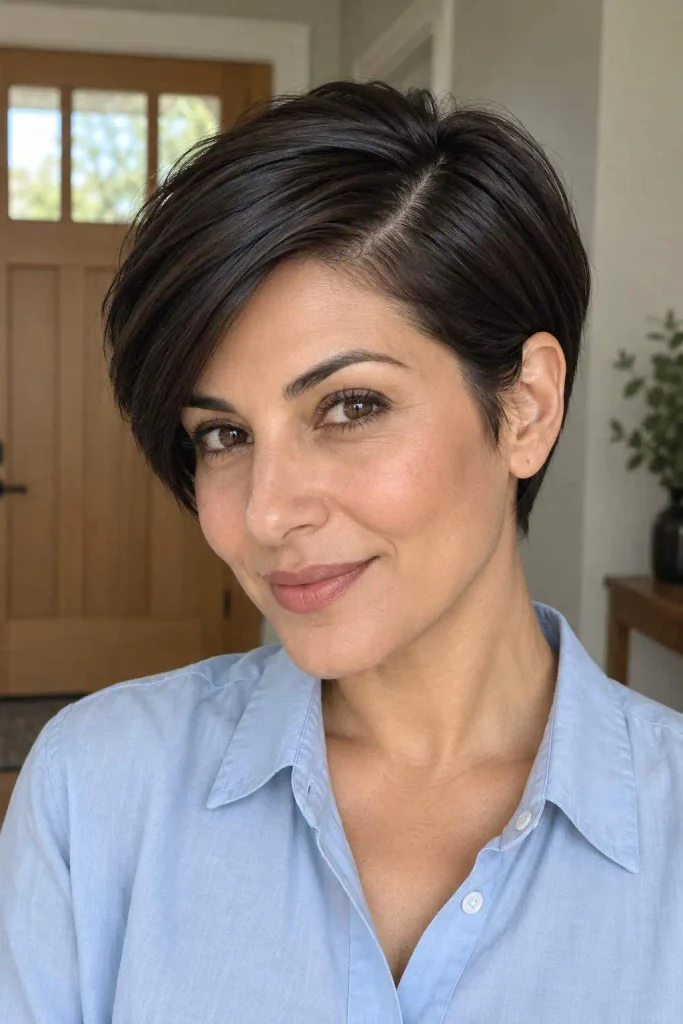 Sleek Straight Pixie With Deep Part