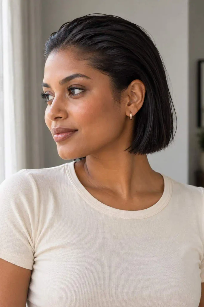 Slicked-Back Bob for Short Hair