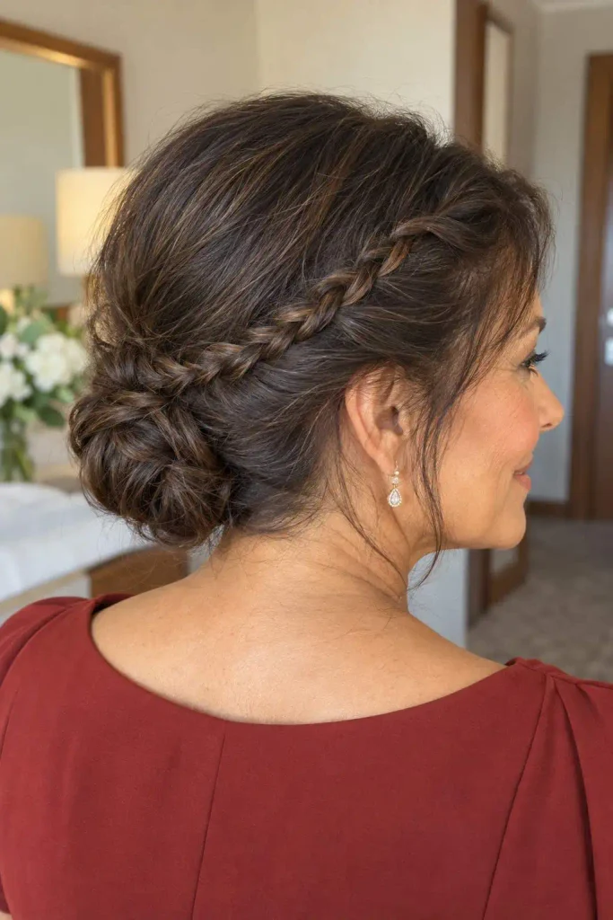 Slim Braided Crown With Low Bun