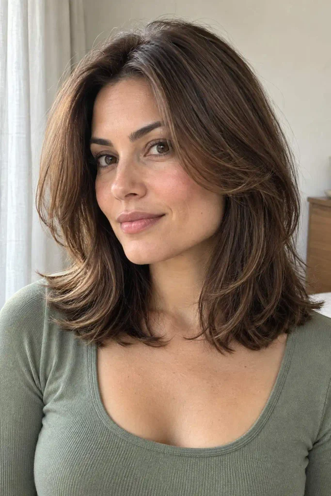Soft layered shoulder-length cut