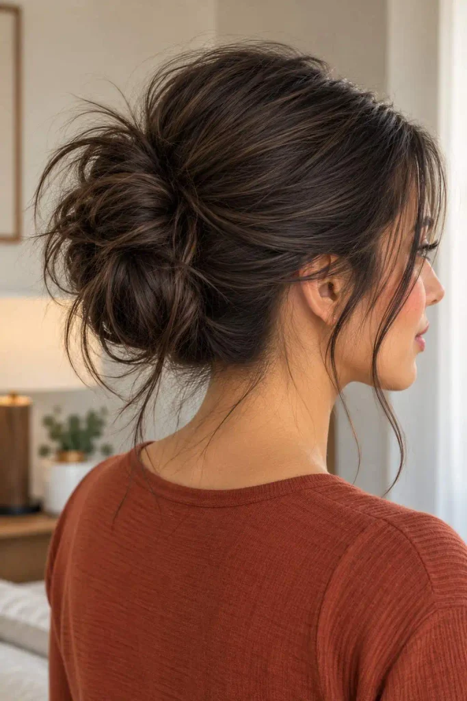 Straight Hair Messy Bun