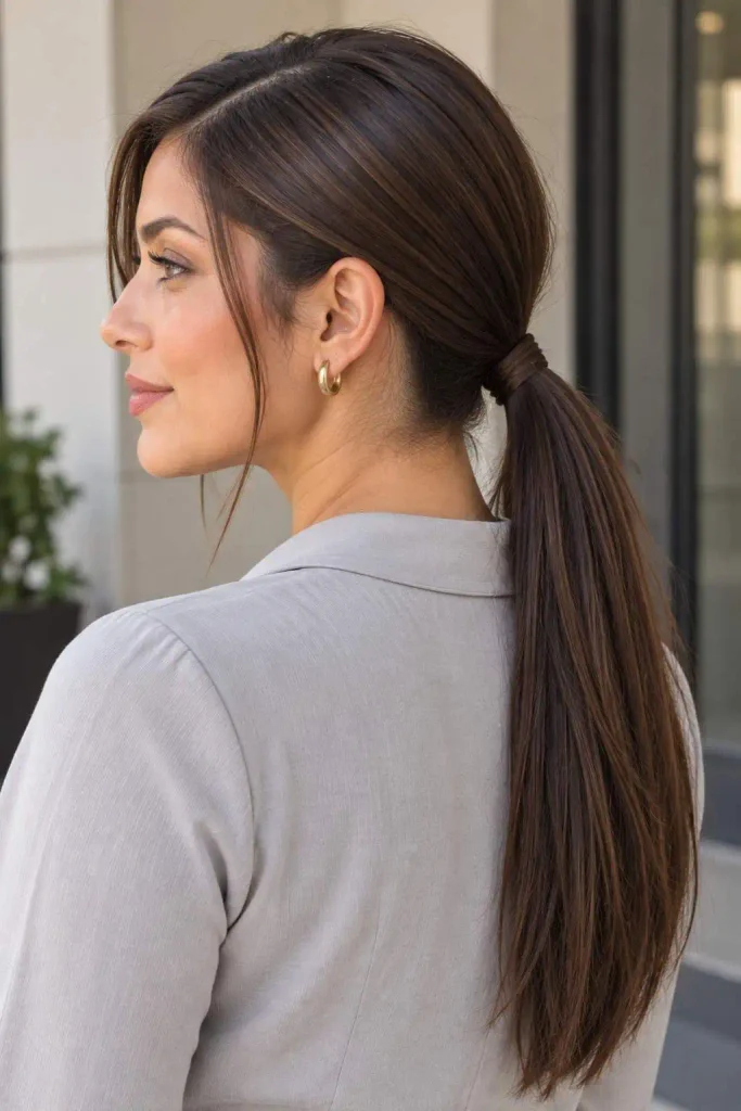 Straight Hair Sleek Low Ponytail