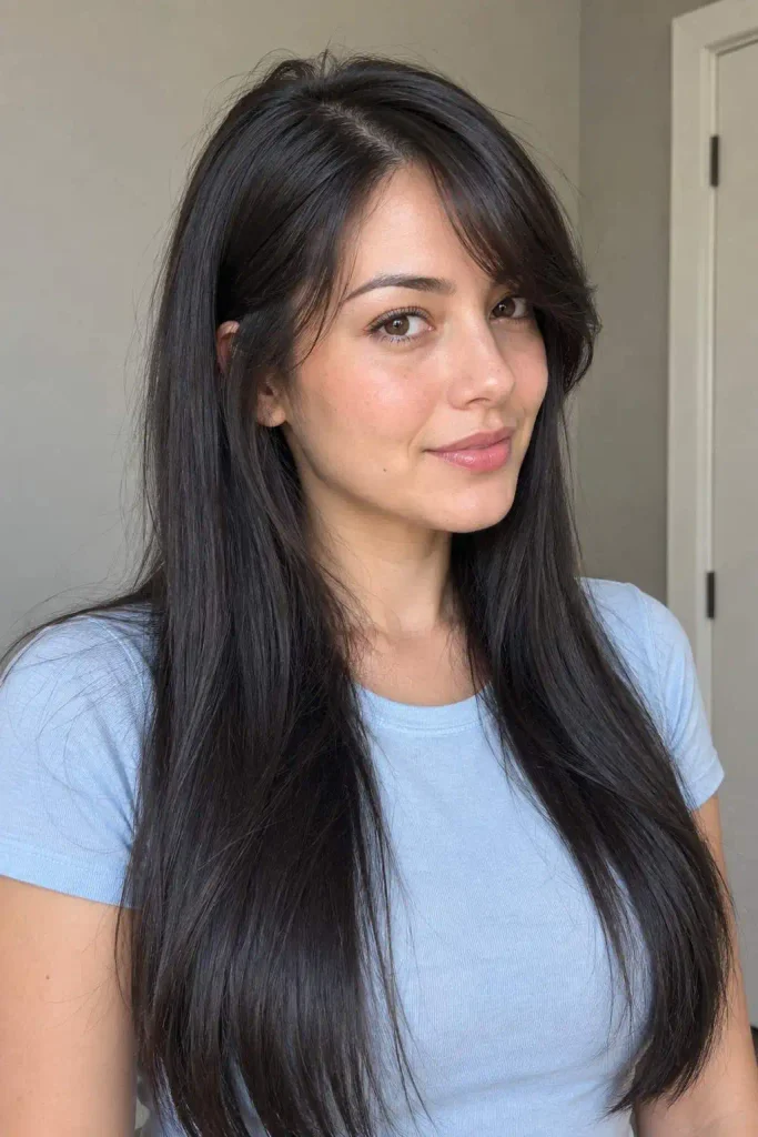 Straight Hair With Side Bangs