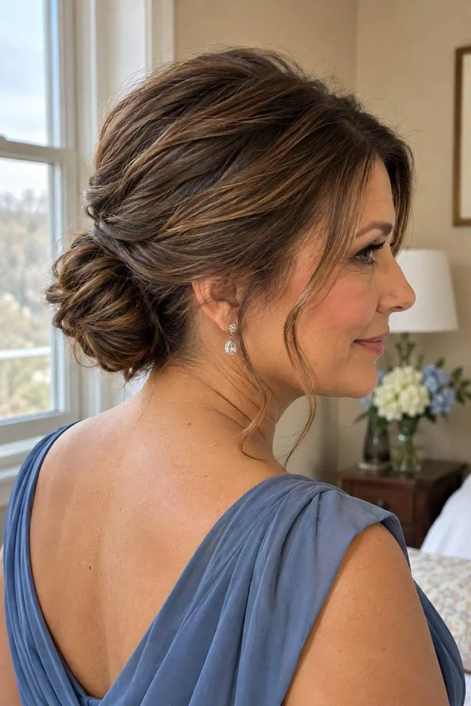 Textured Low Bun With Face Tendrils