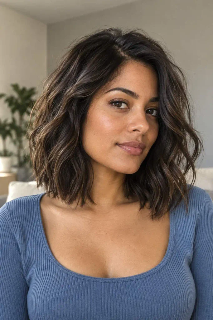 Textured lob with loose waves