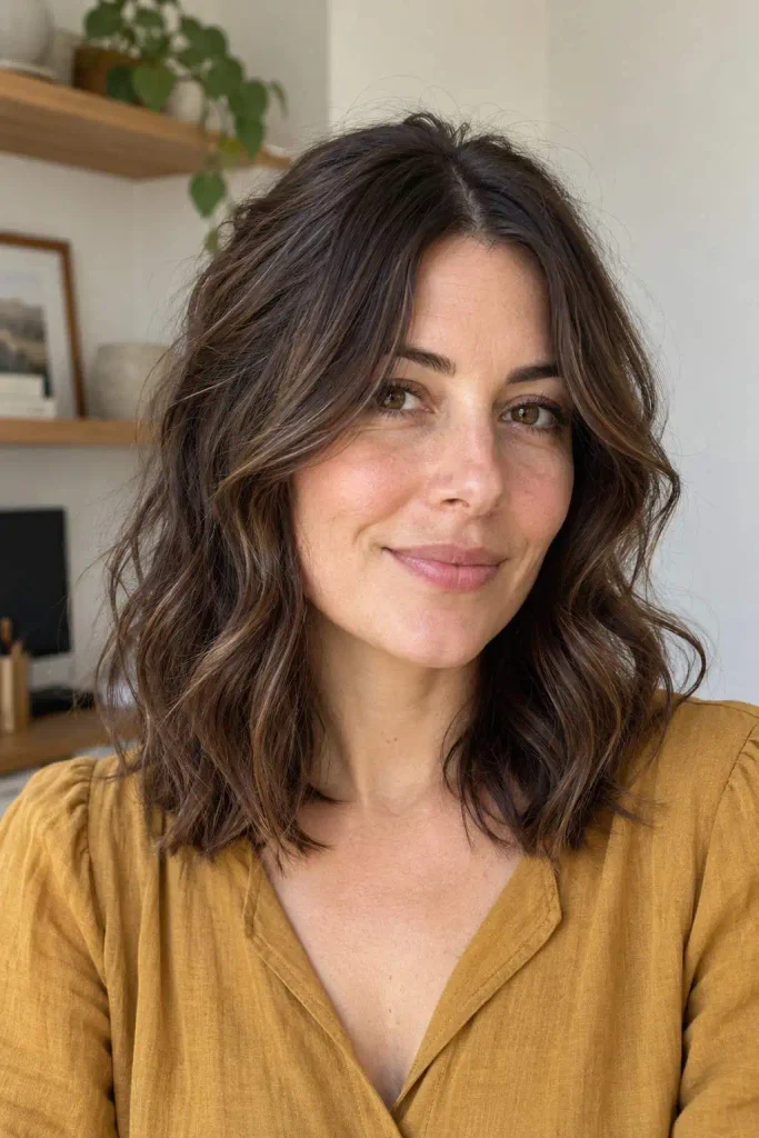 Wavy Middle Part With Bangs